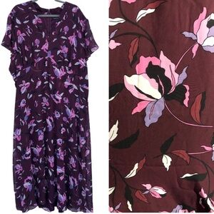NWT floral Lane Bryant burgundy Midi dress 28